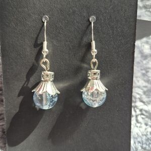 Elegant Silver and Blue Drop Earrings